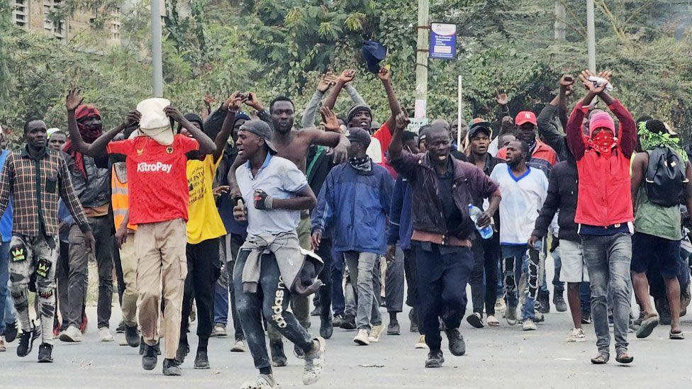 Protesters in Kitengela, Nairobi - Tuesday 16 July 2024