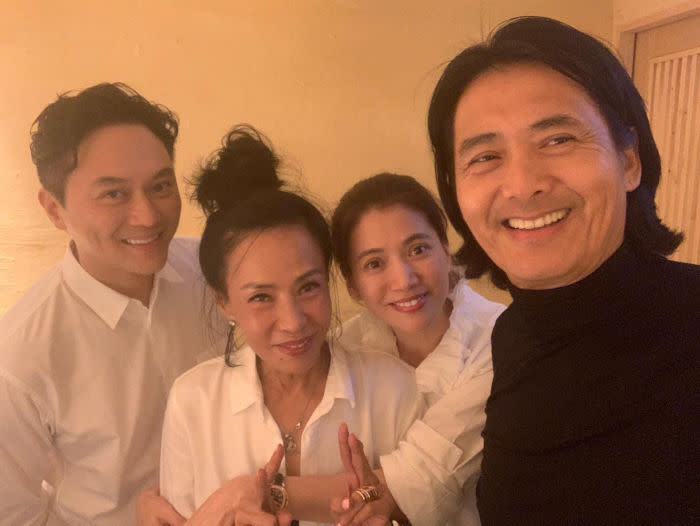 Anita with husband Julian Cheung, and Mr and Mrs Chow Yun Fat