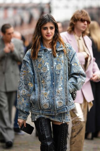 Street Snap: Denim Jacket and White Tulle Dress