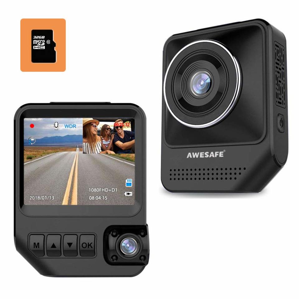 AWESAFE Dual Dash Cam for Cars Front and Inside Dash Cam. Image via Amazon.