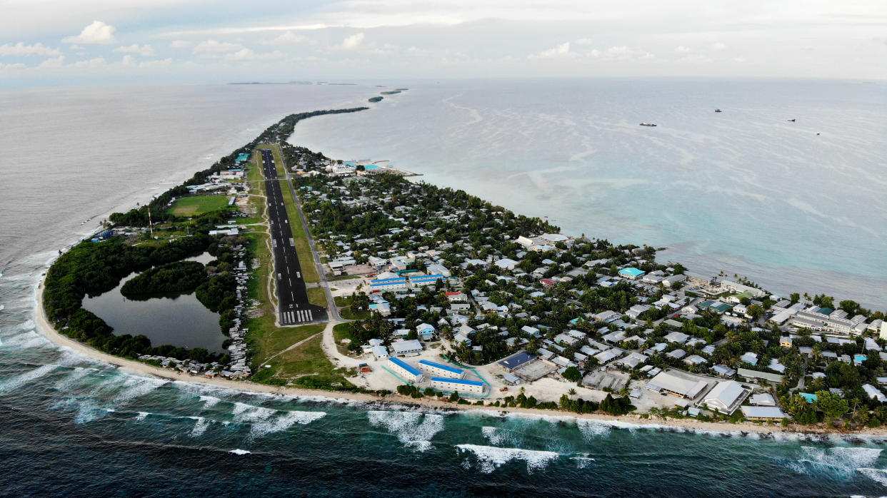 An aerial view of Tuvalu