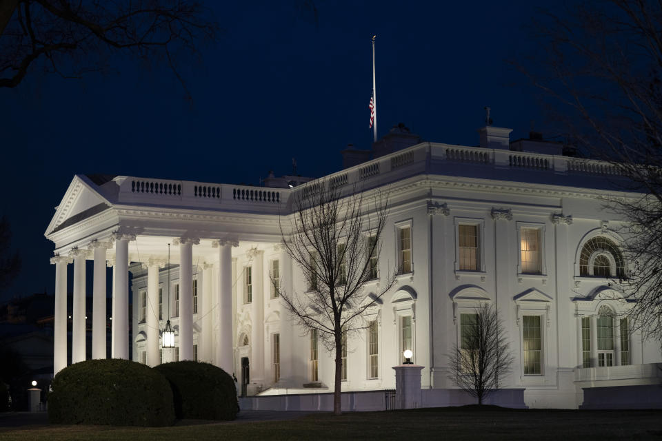 A view of the White House, Monday, Jan. 11, 2021, in Washington. (AP Photo/Evan Vucci)