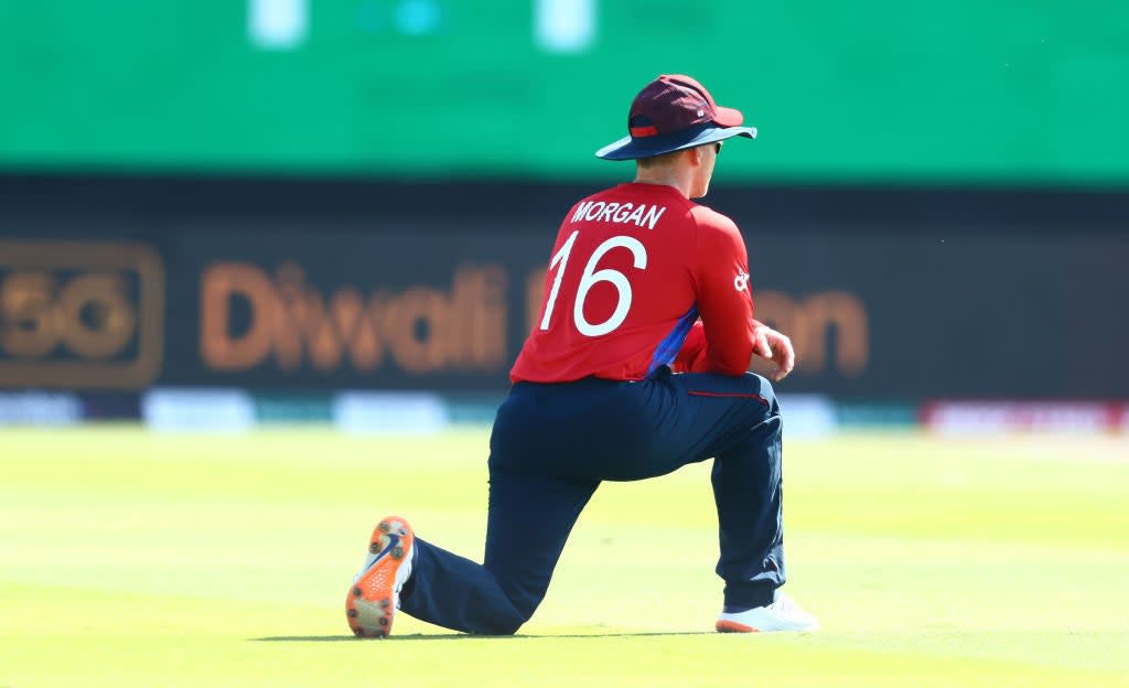 Eoin Morgan takes the knee during the T20 World Cup  (Getty Images)