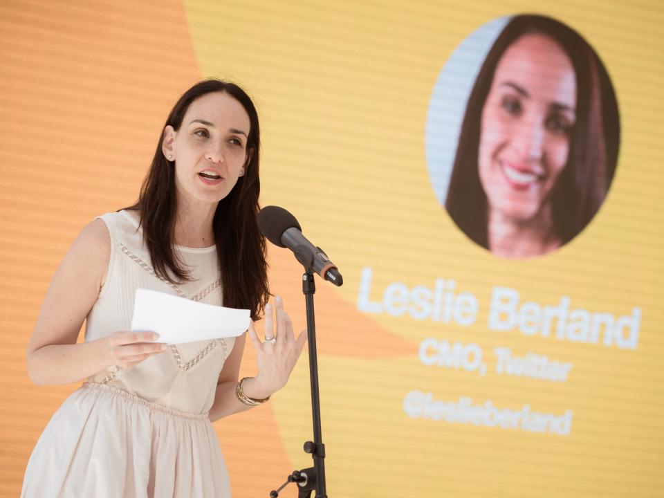 CMO of Twitter Leslie Berland attends the ' #SheInspiresMe: Twitter celebrates female voices & visionaries ' Event at Cannes Lions on June 21, 2017 in Cannes, France.