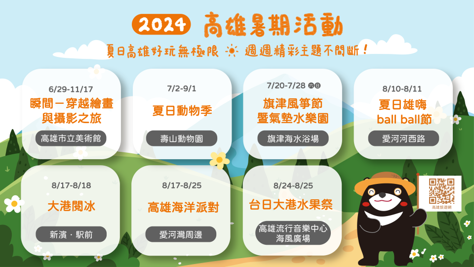 暑假針對不同族群，高雄推出超過30場親水、美食、親子、藝文展演及演唱會等活動，週週都有不同主題。高市府觀光局提供