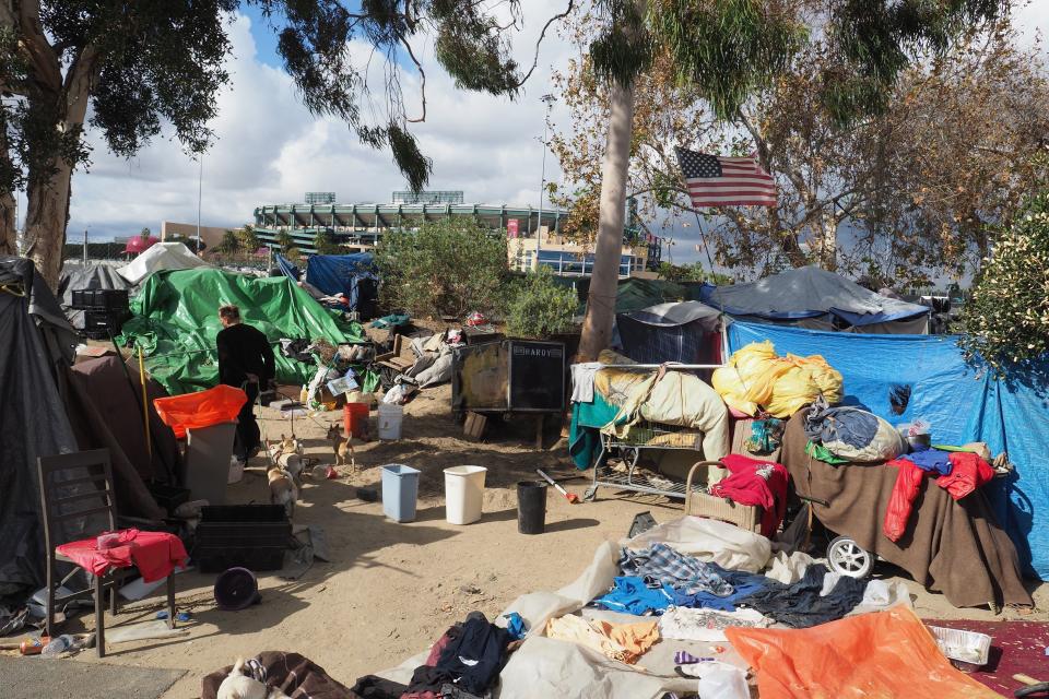 Faced with a lack of affordable housing, Orange County's homeless residents camped near the Santa Ana riverbed until authorities forced them to leave.&nbsp; (Photo: Robyn Beck/Getty Images)