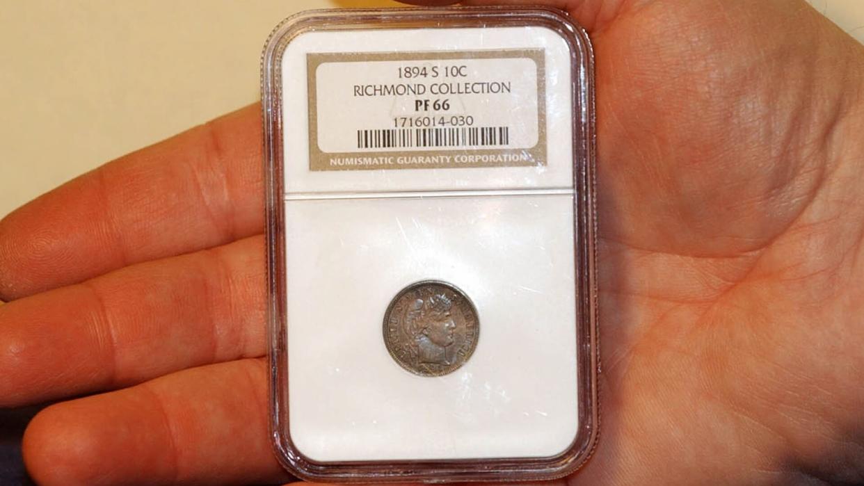 Photo by MARCIO JOSE SANCHEZ/AP/REX/Shutterstock Donn Pearlman holds an 1894-S dime on display at the Coin, Stamp and Collectibles Expo at the Santa Clara Convention Center in Santa Clara, Calif.