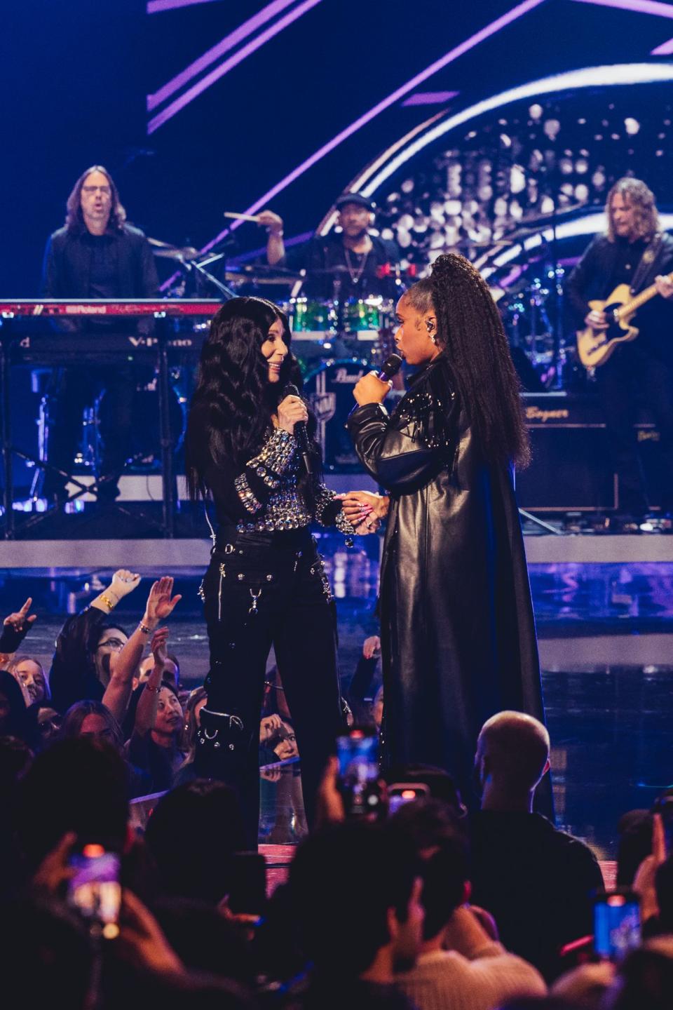 Jennifer Hudson performs with Cher at the iHeartRadio Awards 2024.