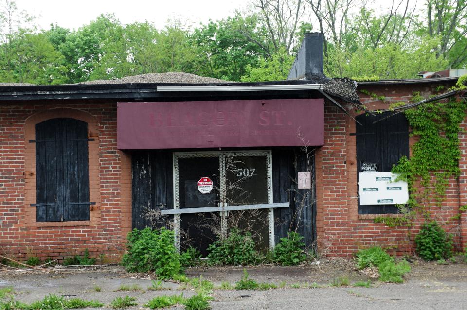 The former Brockton Bottle & Can Return at 507 Pleasant St. in Brockton, as seen on May 19, 2022. This property is on the city's list to be demolished.