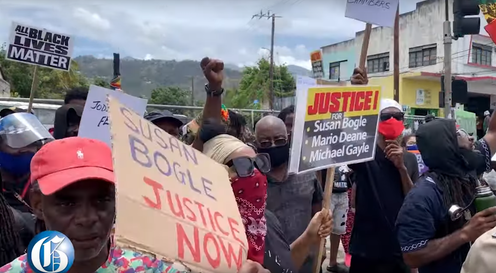 <span class="caption">A Black Lives Matter protest in Kingston, Jamaica on June 6. </span> <span class="attribution"><a class="link " href="https://www.youtube.com/watch?v=NTVe3j6_SX0" rel="nofollow noopener" target="_blank" data-ylk="slk:Jamaica Gleaner via YouTube;elm:context_link;itc:0;sec:content-canvas">Jamaica Gleaner via YouTube</a></span>