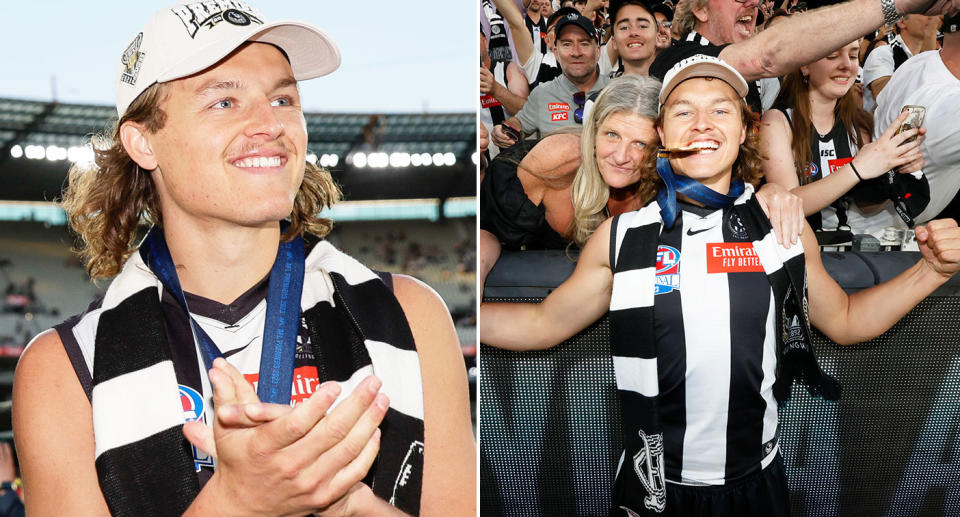 Seen here, Jack Ginnivan after Collingwood's AFL grand final win.