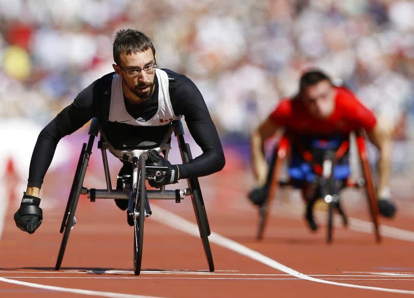 Canada's Brent Lakatos competes in the men's 200 metres T53 heat at the 2012 Paralympic Games on Friday, Sept. 7, 2012, in London.