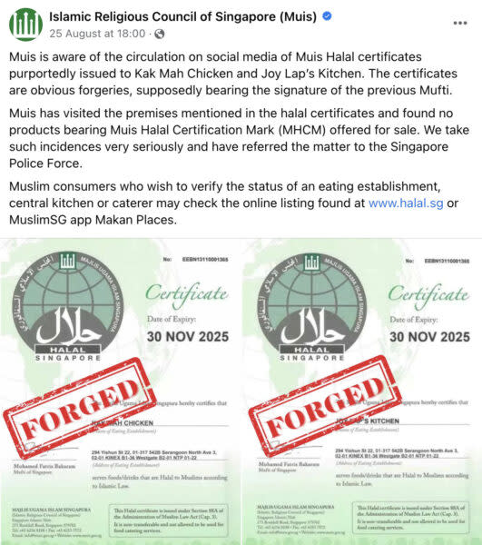 fake fried chicken scam - muis fake halal certificate