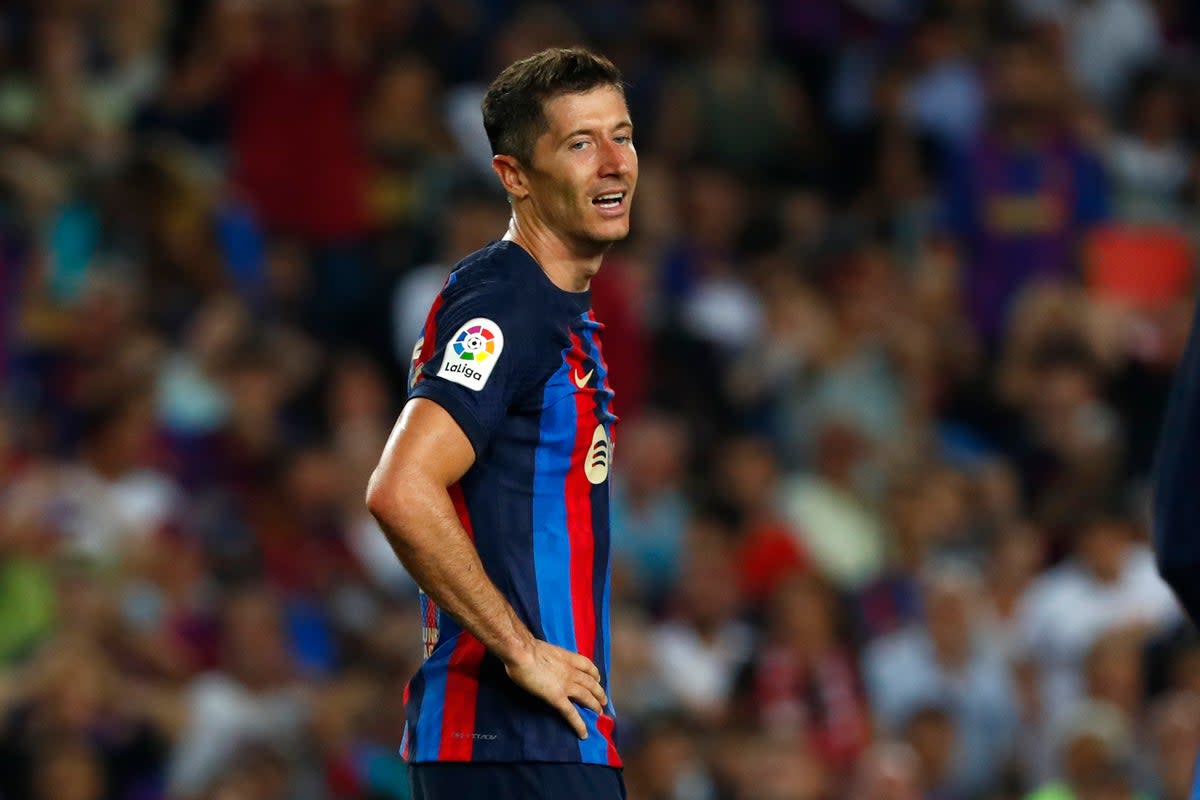 Barcelona’s Robert Lewandowski drew a blank on his LaLiga debut (Joan Monfort/AP/PA) (AP)