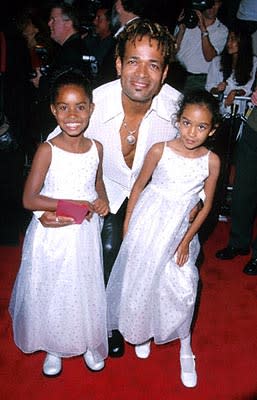 Mario Van Peebles with two small children at the Mann Village Theater premiere of 20th Century Fox's Bedazzled