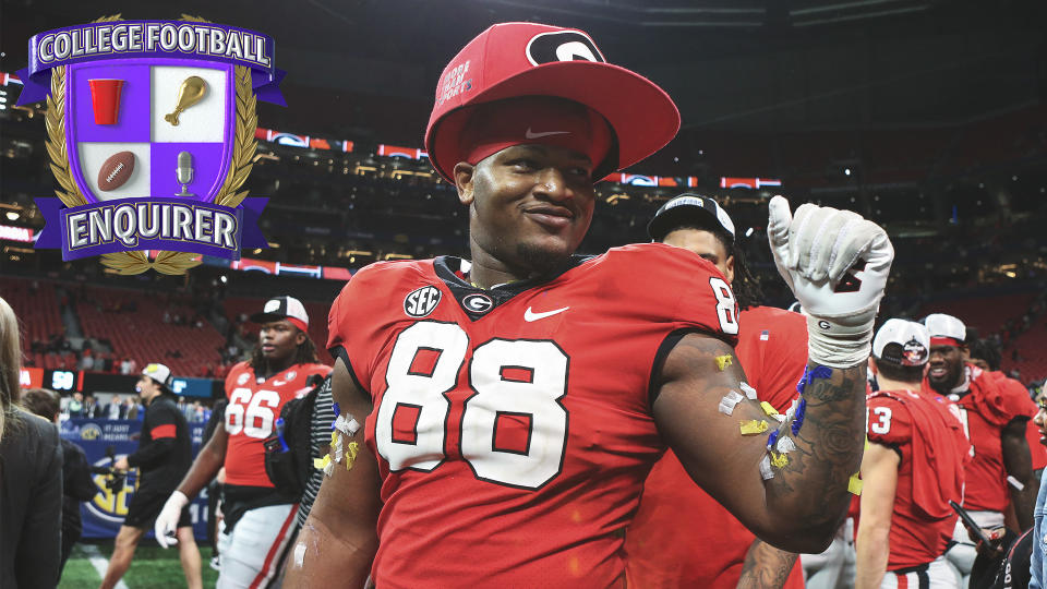 University of Georgia defensive lineman Jalen Carter celebrates winning the SEC title game
Brett Davis-USA TODAY Sports