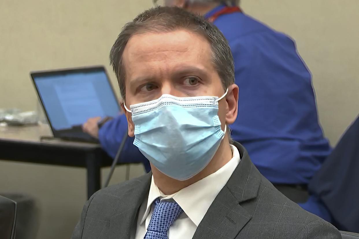 In this image from video, former Minneapolis police officer Derek Chauvin listens as the verdict is read in his trial for the 2020 death of George Floyd, Tuesday, April 20, 2021, at the Hennepin County Courthouse in Minneapolis. 