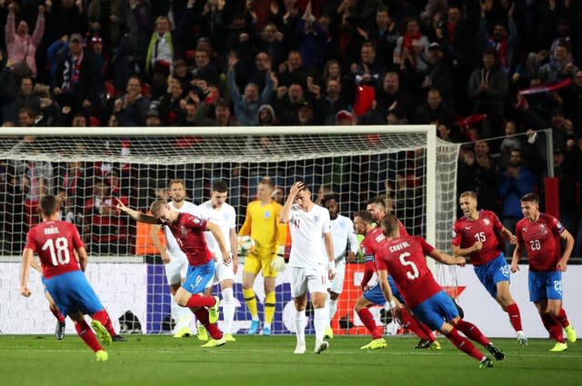 England's defence came under scrutiny in Prague