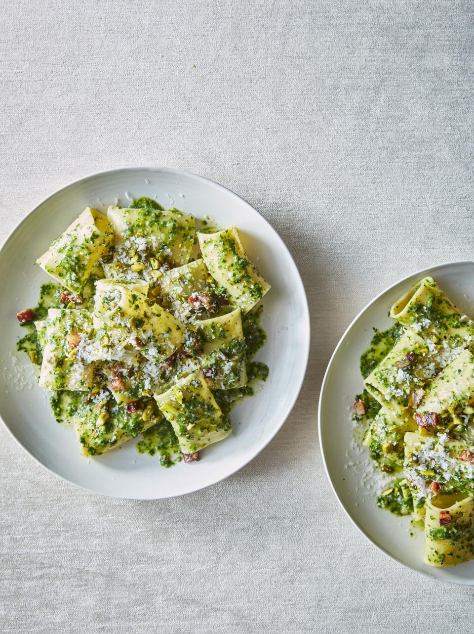 Pasta With Ramp Pesto and Guanciale