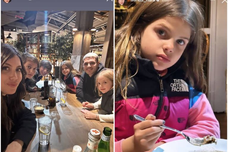 Wanda Nara y Mauro Icardi cenaron con sus cinco hijos en Cucina Paradiso, el restaurante italiano de Donato de Santis