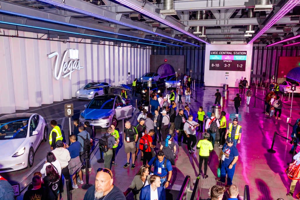 A flow of passengers and Teslas at Boring’s central station during a conference in Vegas, Oct. 31. Roger Kisby for Fortune