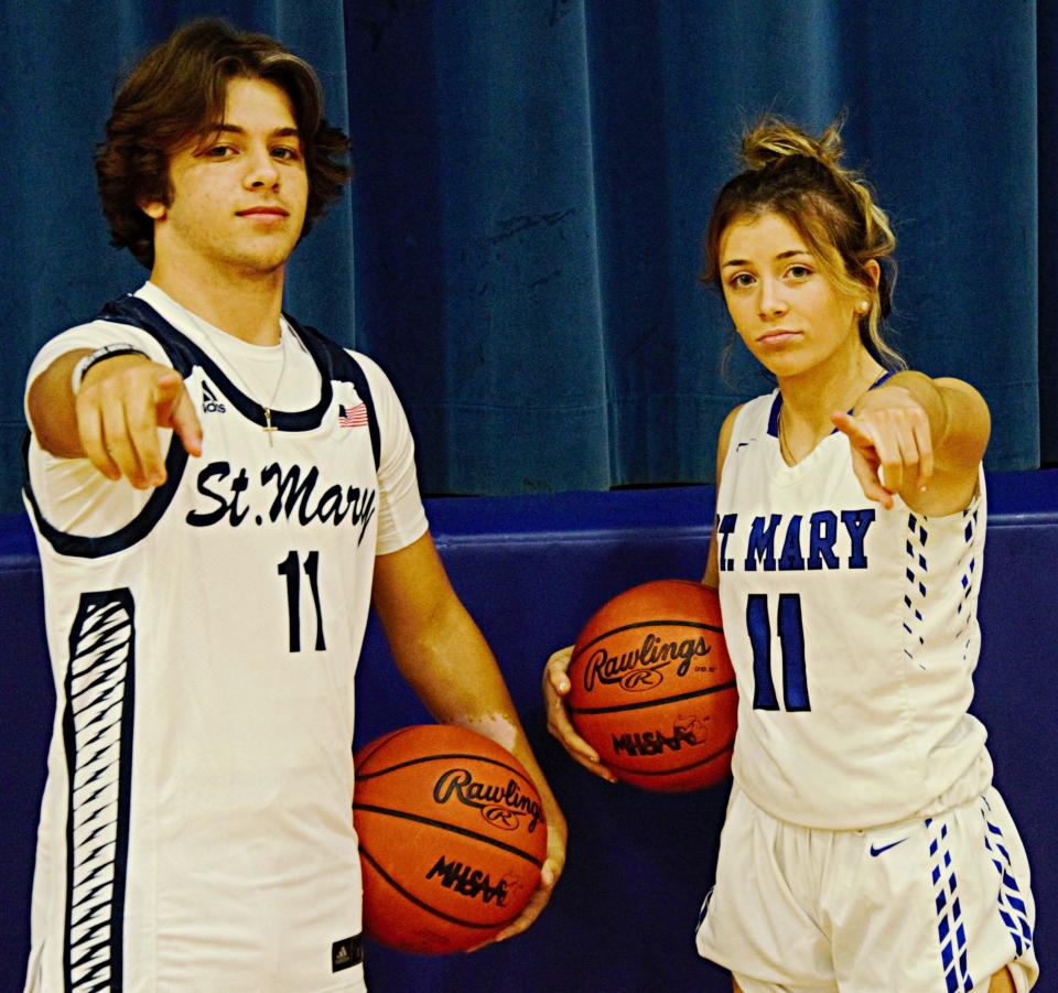 Gavin Bebble (left) and Macey Bebble (right) are starting point guards for St. Mary's teams with high expectations headed into the 2022-23 season.