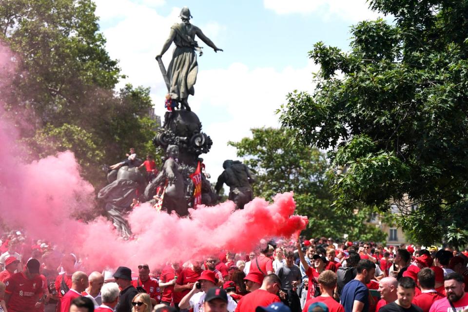 Liverpool fans in Place de la Nation (Jacob King/PA) (PA Wire)