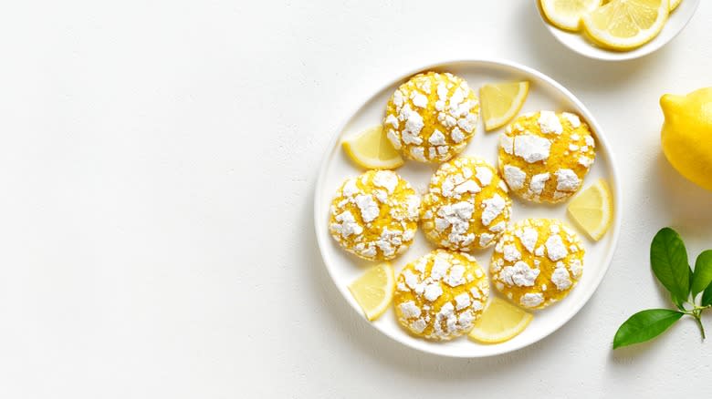 Lemon crinkle cookies on plate