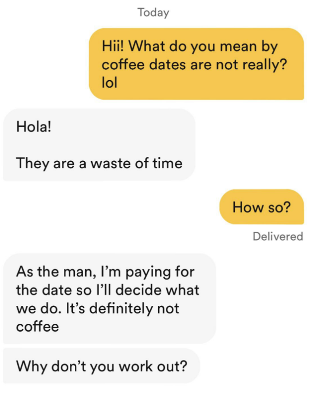 I mean - why would you include these details in a first conversation with  someone you're trying to date?? 🤦🏽‍♀️ (so sorry it's Hinge!) : r/Bumble