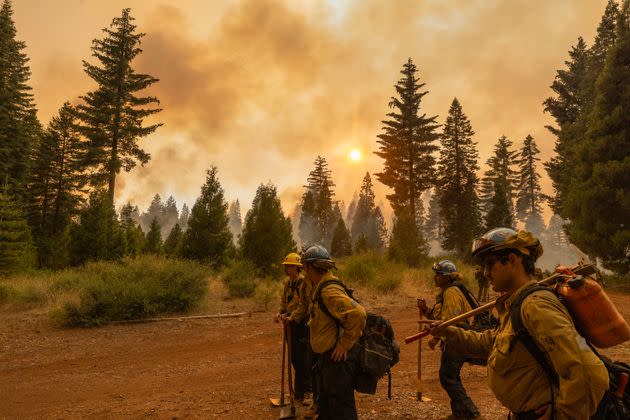 Flames spread as firefighters set a backfire on the eastern front of the Park Fire near Chino, California, on Sunday.