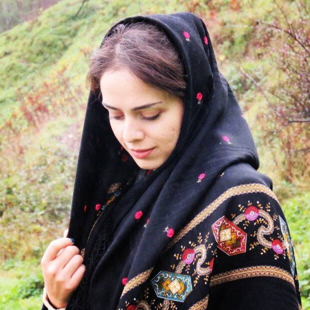 Iranian Artist Nasim Makaremi moved to St. John's in October, and has been embroidering intricate designs and patterns onto sanitary pads. (Submitted by Nasim Makaremi - image credit)