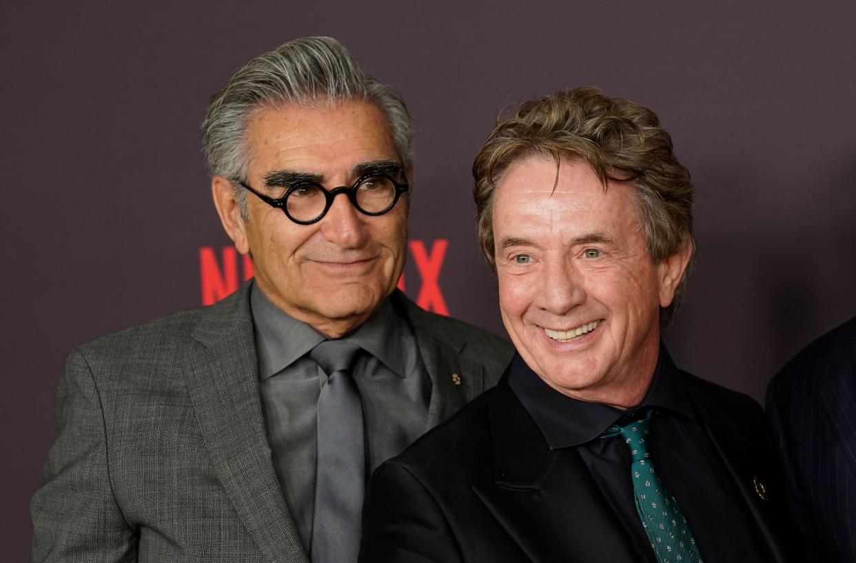 Eugene Levy, left, and Martin Short at the Los Angeles premiere of "Good Grief" on Dec. 19, 2023.