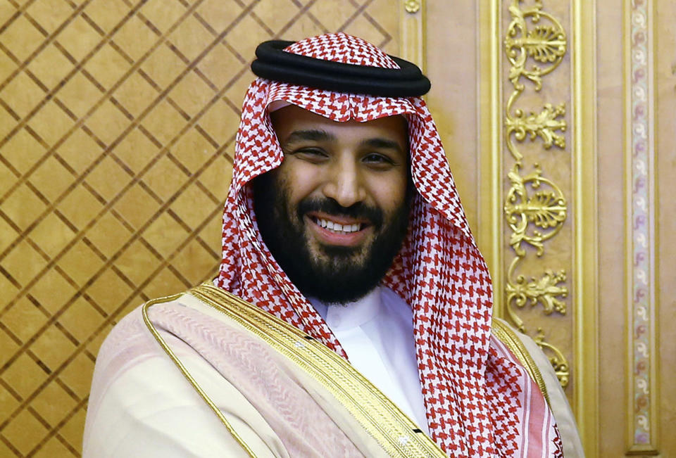 Foto tomada el 23 de julio del 2017 del príncipe saudí Mohamed bin Salman en una reunión con el presidente de Turquía en Yida, Arabia Saudí. (Servicio de Prensa de la Presidencia/Pool Photo via AP, File)