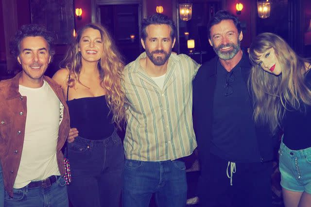 <p>Shawn Levy Instagram</p> Shawn Levy, Blake Lively, Ryan Reynolds, Hugh Jackman and Taylor Swift after attending the Oct. 1 Chiefs-Jets game together