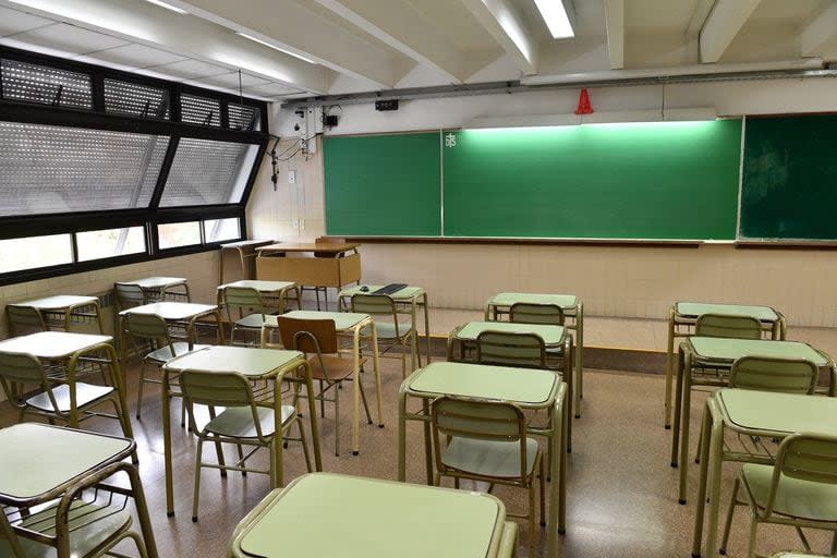 Un aula del Colegio secundario Cardenal Copello, donde estudió Javier Milei