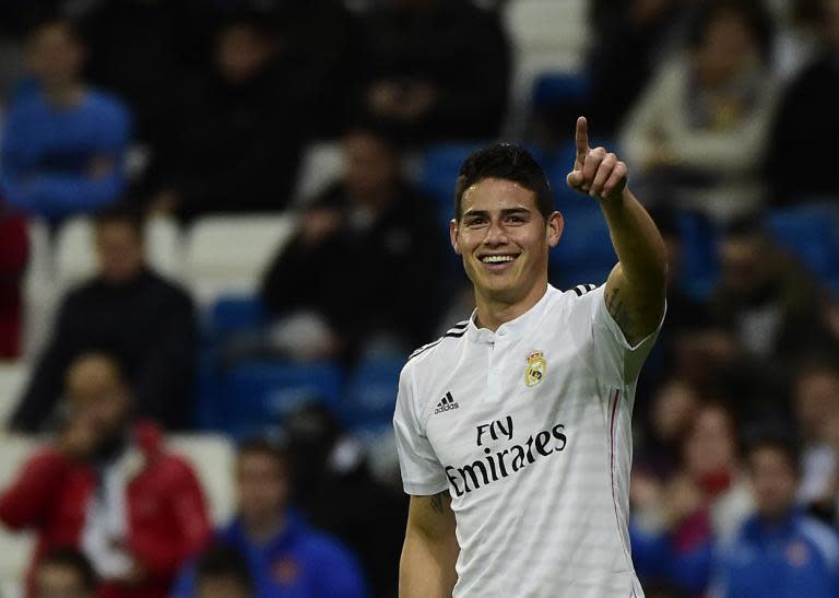 Real Madrid's James Rodriguez injured his calf on December 6, 2014 in a La Liga match against Celta de Vigo