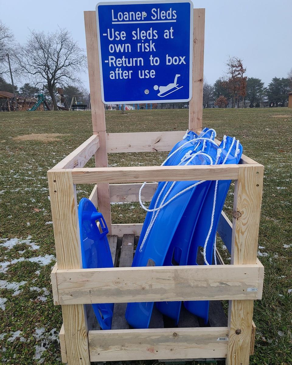 Sled libraries, which hold a collection of sleds for public use, are available at Galesburg's two official sled hills —  Rotary Park, 1625 W. Losey St. and Debbie Klapp Park, 1301 Russell Ave.