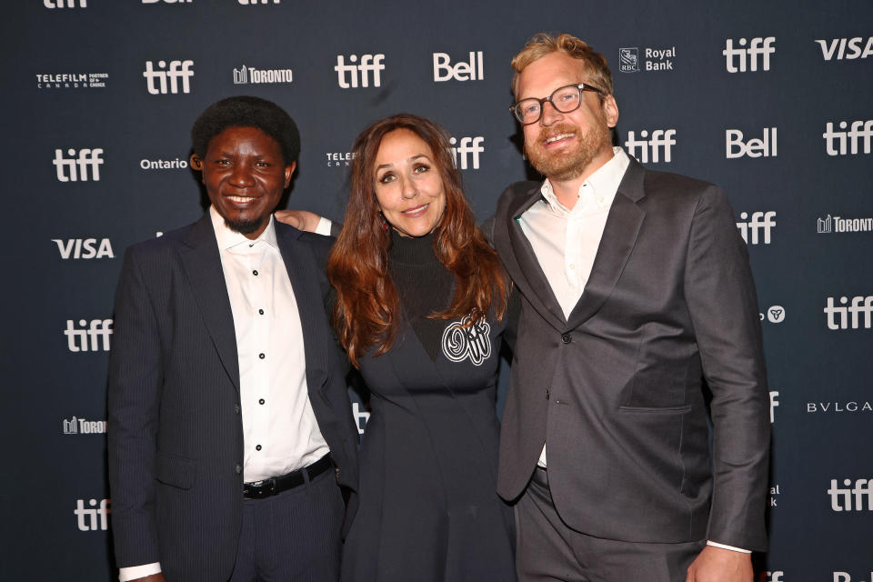 TORONTO, ONTARIO - SEPTEMBER 08: (l-R) Brigadier Siachitema, Gabriela Cowperthwaite, and Nathan Halverson attend 