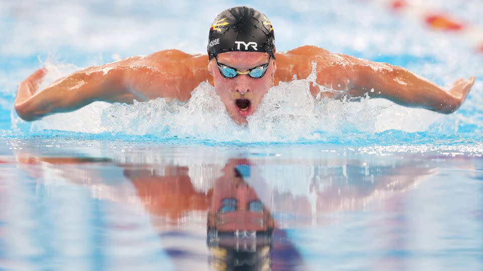 Grant House competes in the men's 200m butterfly C final at the TYR Pro Swim Series Westmont at FMC Natatorium on March 8, 2024. - Michael Reaves/Getty Images