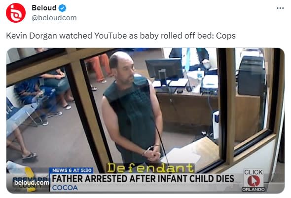 美國粗心老爸因為看YouTube看過頭害死女兒。（圖／翻攝自Twitter）