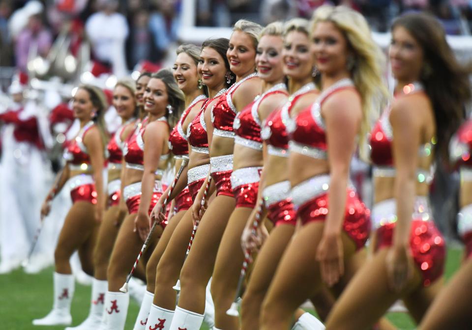 illion Dollar Band Crimsonettes march in the pregame show before the Iron Bowl on Nov. 26, 2022, at Bryant-Denny Stadium