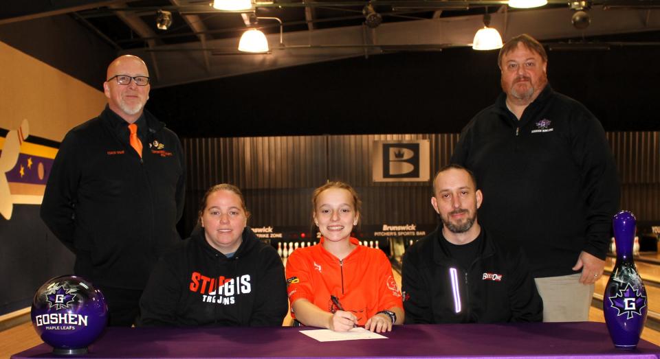 Kami Kimes, graduating senior at Sturgis High School, will continue her academic and bowling careers with Goshen College.