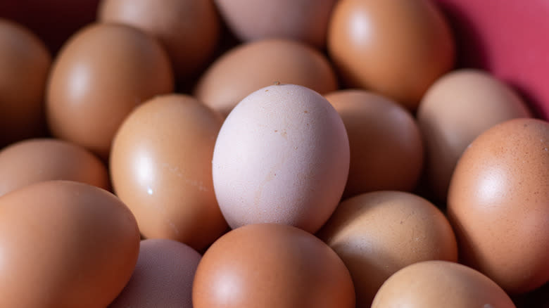 Brown and white eggs