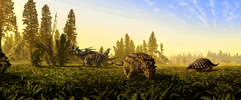   <span class="attribution"><a class="link " href="https://commons.wikimedia.org/wiki/File:Dinosaur_park_formation_fauna.png" rel="nofollow noopener" target="_blank" data-ylk="slk:J.T. Csotonyi/wikimedia;elm:context_link;itc:0;sec:content-canvas">J.T. Csotonyi/wikimedia</a>, <a class="link " href="http://creativecommons.org/licenses/by-sa/4.0/" rel="nofollow noopener" target="_blank" data-ylk="slk:CC BY-SA;elm:context_link;itc:0;sec:content-canvas">CC BY-SA</a></span>