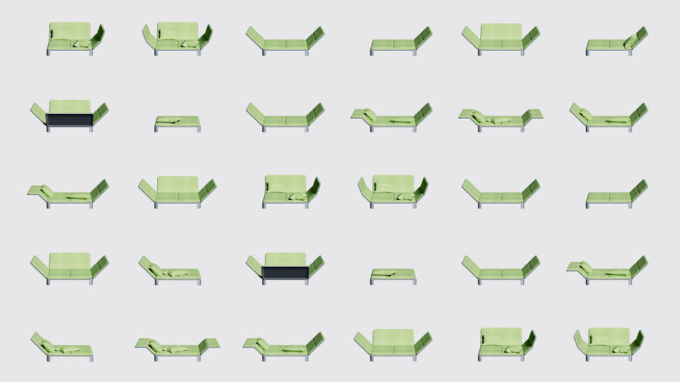 Dieses Bild der Couch in 30 verschiedenen Positionen hat das Designstudio ebenfalls veröffentlicht (Bild: Space10)