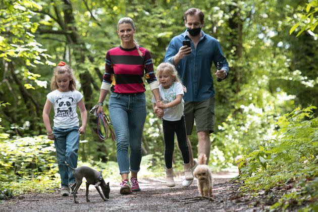 BERGAMO, ITALY - MAY 17:  (ITALY OUT) Michelle Hunziker with her family goes on a countryside walk as restrictions lift during the coronavirus pandemic on May 17, 2020 in Bergamo, Italy. (Photo by Robino Salvatore/GC Images) (Photo: Robino Salvatore via Getty Images)