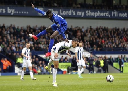 Britain Football Soccer - West Bromwich Albion v Leicester City - Premier League - The Hawthorns - 29/4/17 Leicester City's Wilfred Ndidi in action with West Bromwich Albion's Jake Livermore Reuters / Darren Staples Livepic