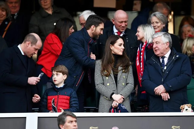 Dan Mullan/RFU/The RFU Collection via Getty Prince William, Prince George and Kate Middleton at Guinness Six Nations Rugby match in 2022