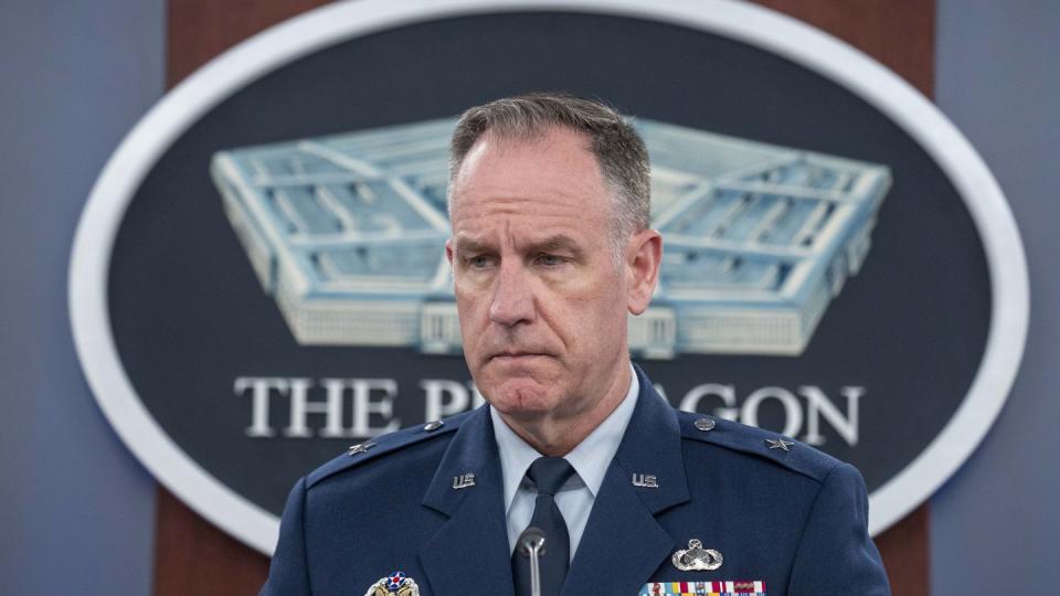 Pentagon spokesman U.S. Air Force Brig. Gen. Patrick Ryder listens to a question during a media briefing at the Pentagon, Thursday, July 6, 2023, in Washington. (Alex Brandon/AP)