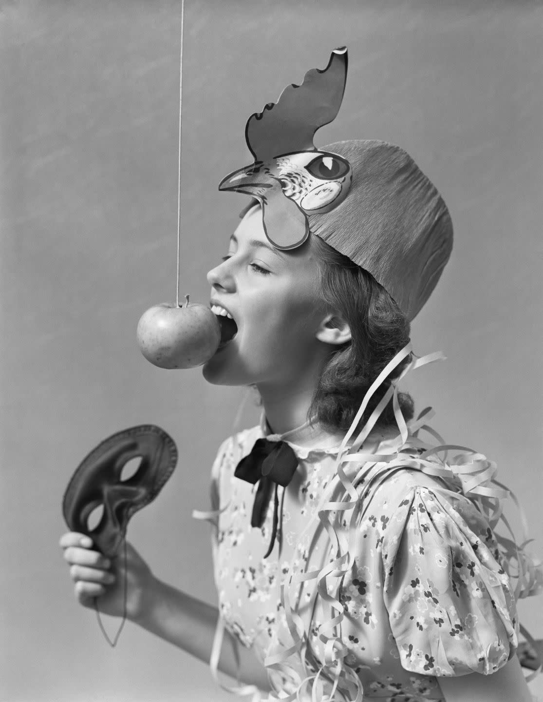 vintage halloween decorations at a party with apple bobbing